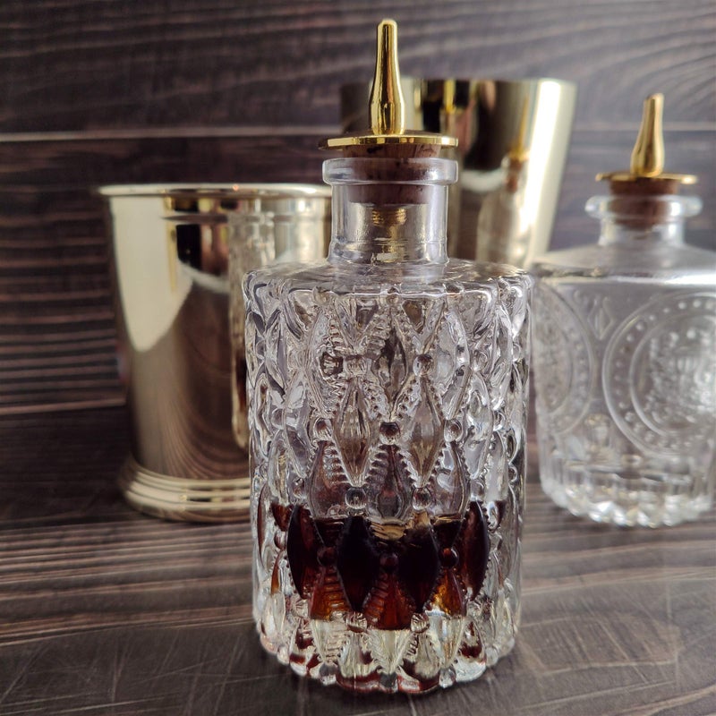 LINALL Jewel Bitter Bottle 6oz / 175ml, With Gold Plated Cork Dasher Top For Cocktail (1, Gold) - Image 2